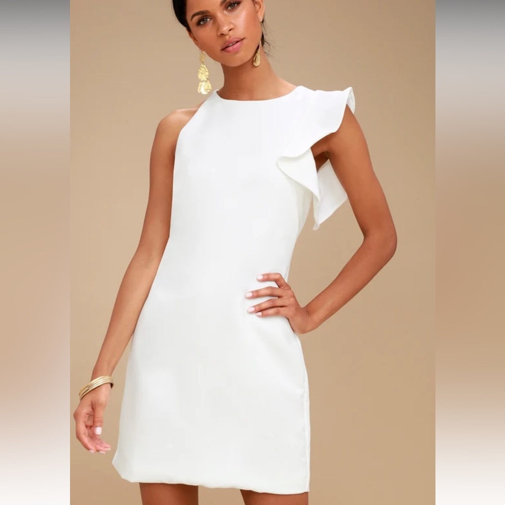 Lulu White mini dress for wedding/bachelorette festivities